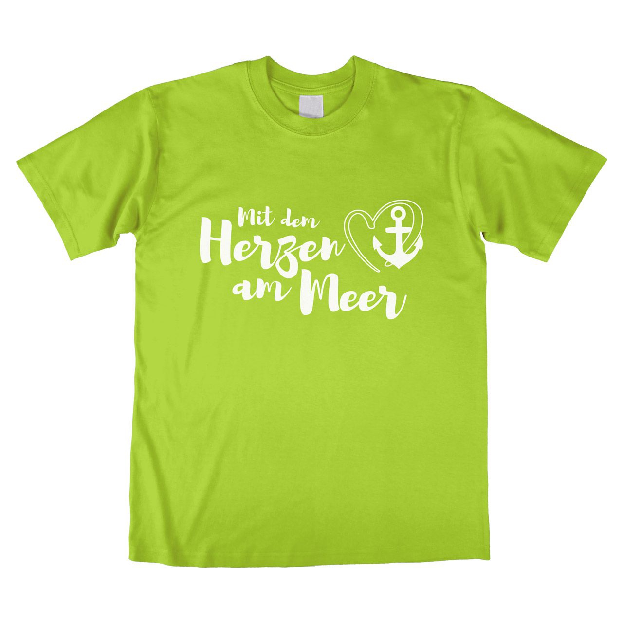 Mit dem Herzen am Meer Unisex T-Shirt hellgrün Medium