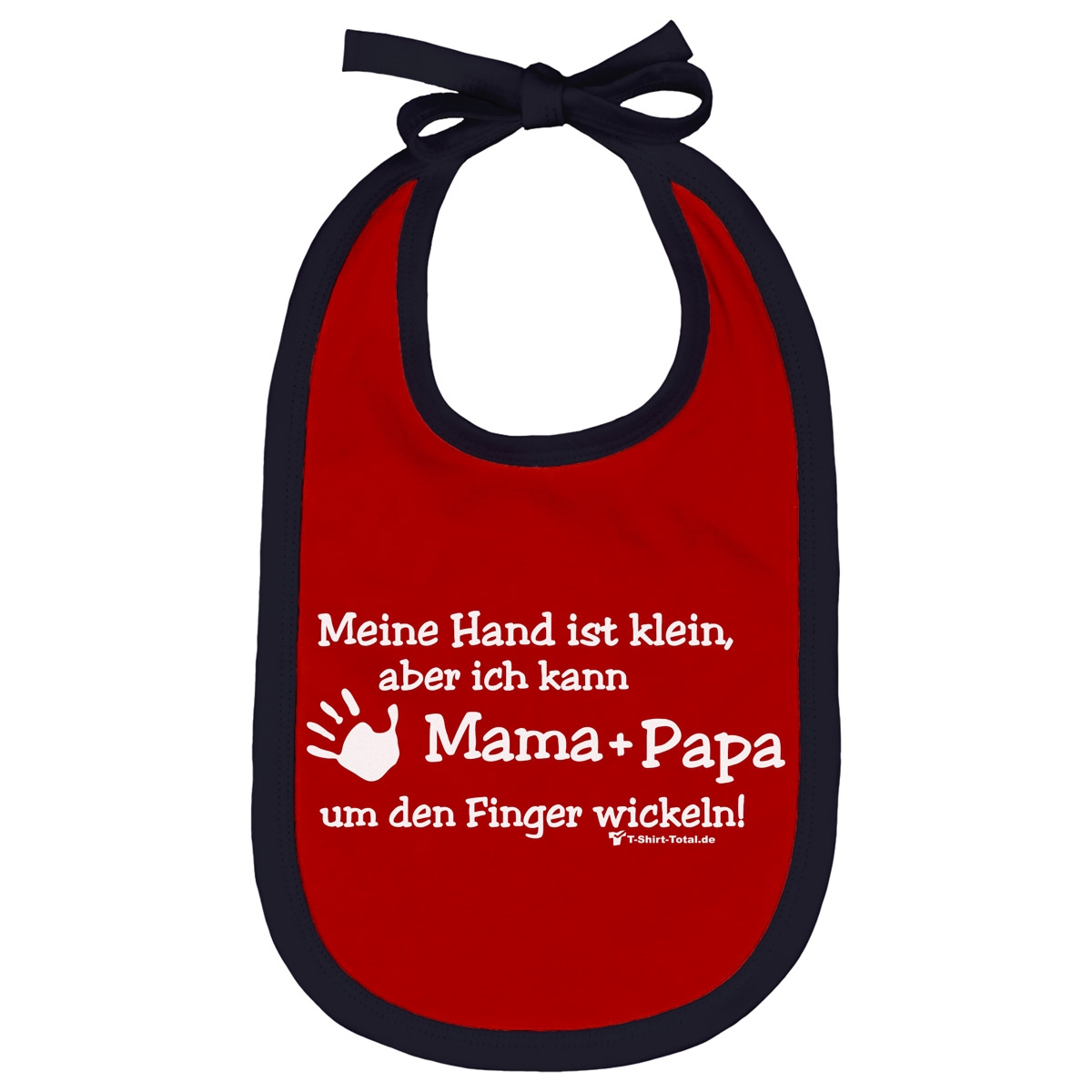 Kleine Hand Mama Papa Lätzchen rot / navy