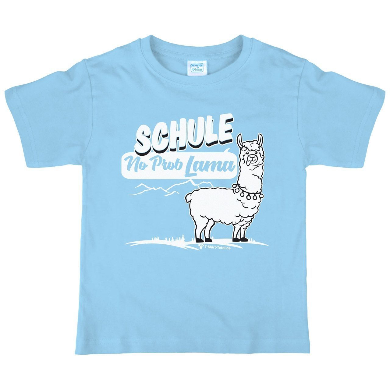 Schule No Prob Lama Kinder T-Shirt hellblau 134 / 140