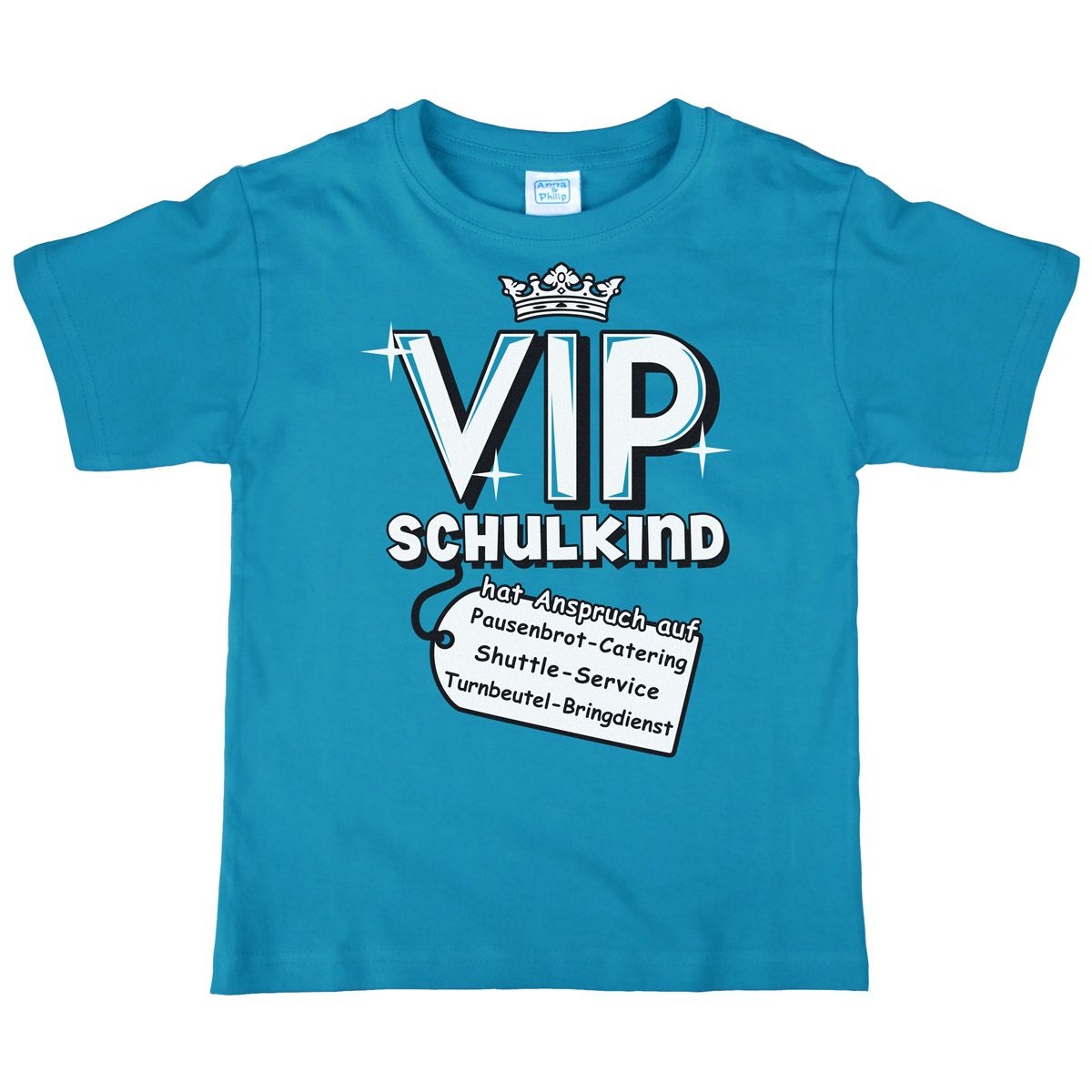 VIP Schulkind Kinder T-Shirt mit  Namen türkis 122 / 128