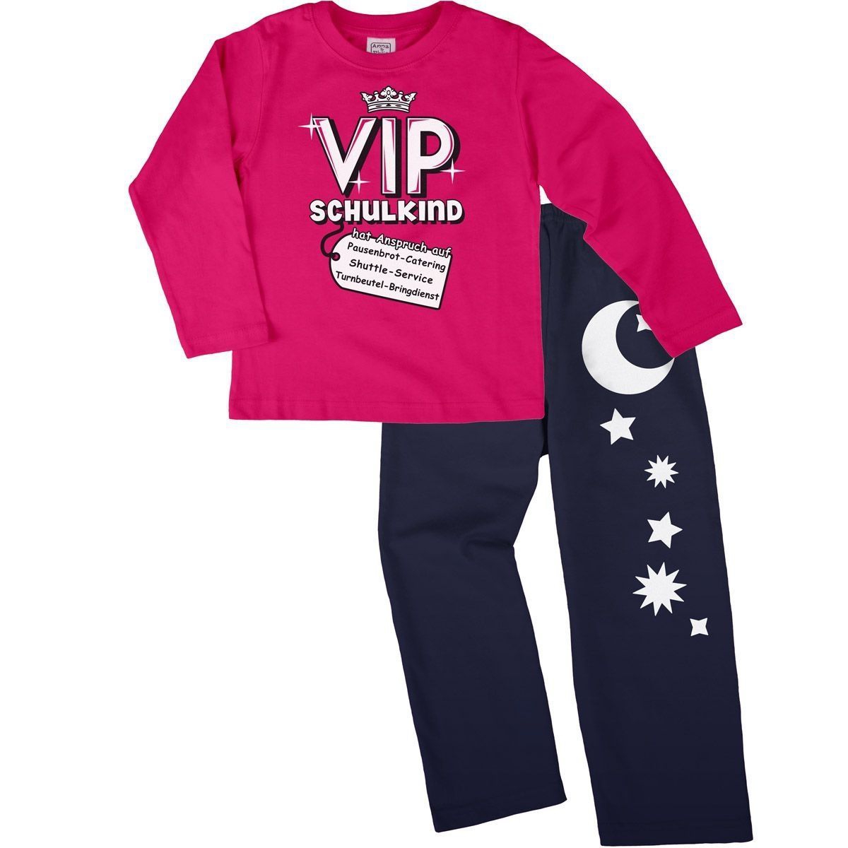 VIP Schulkind Pyjama Set pink / navy 122 / 128