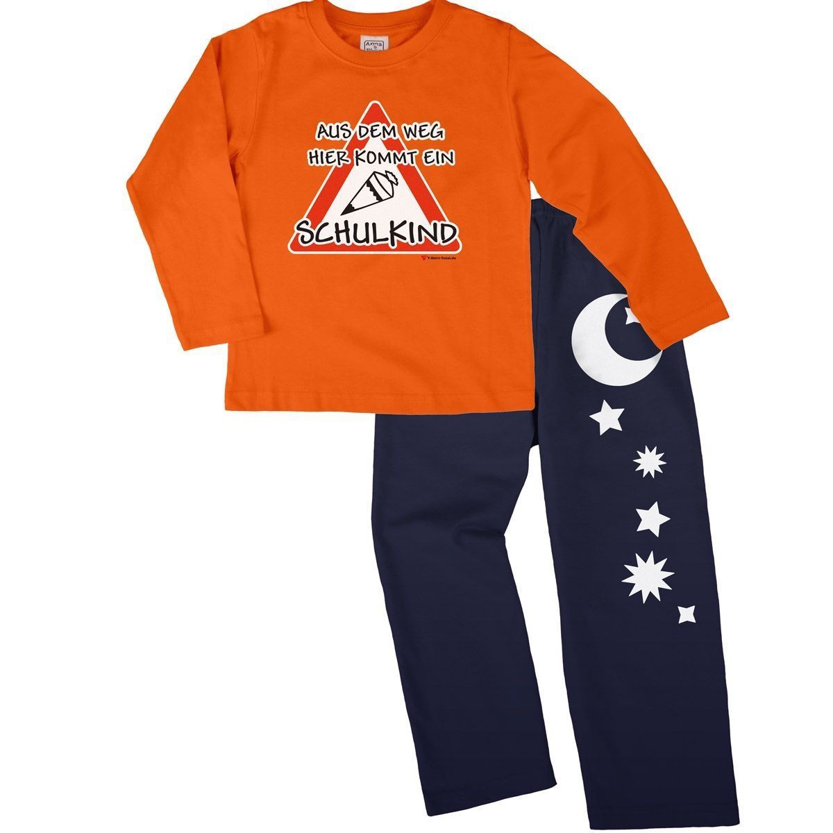 Kommt ein Schulkind Pyjama Set orange / navy 122 / 128