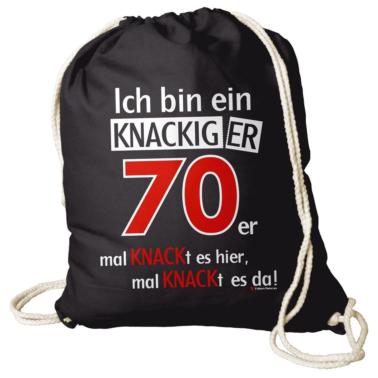 Knackiger 70er Rucksack Beutel schwarz