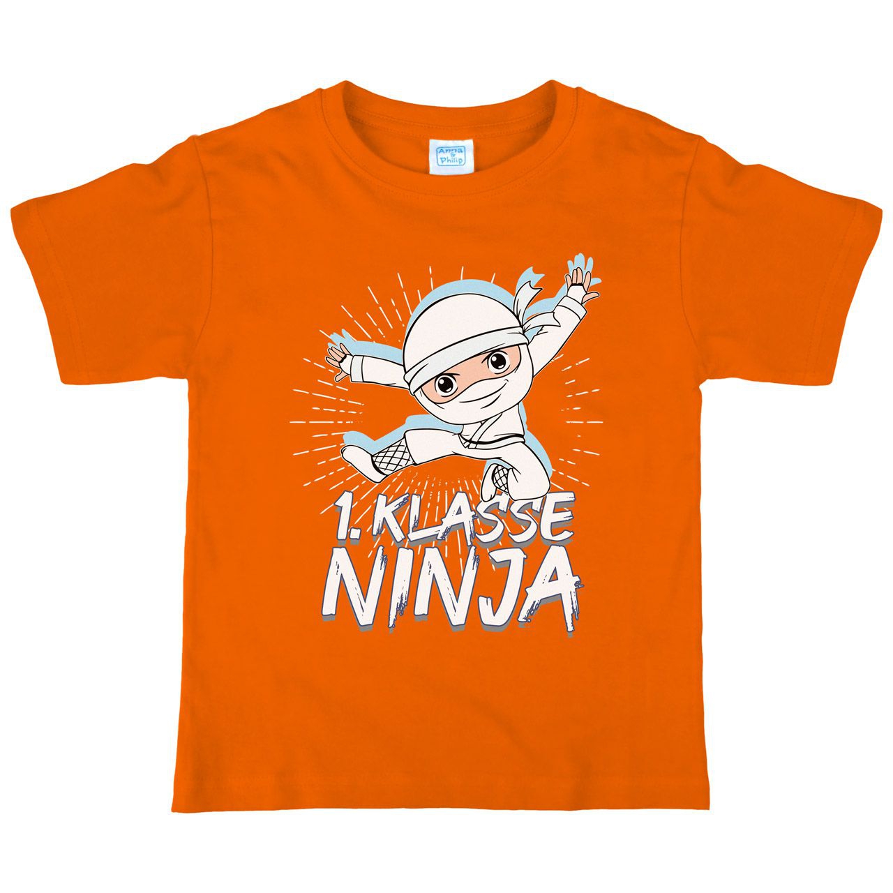 1. Klasse Ninja weiß Kinder T-Shirt orange 134 / 140