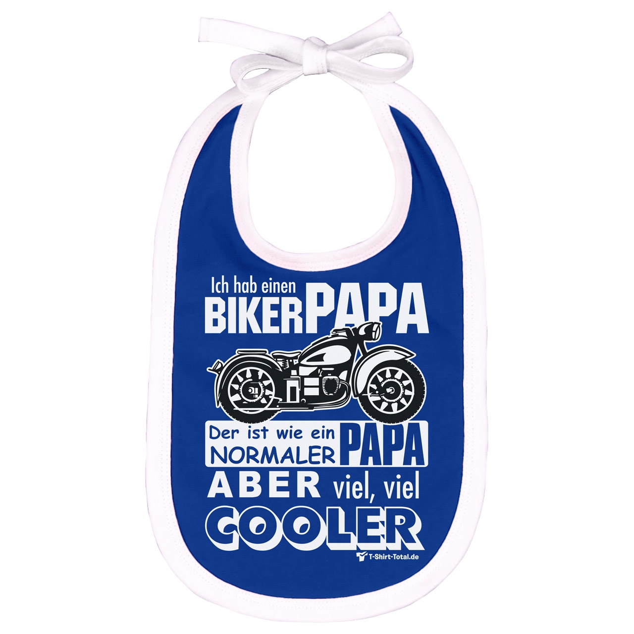 Biker Papa Lätzchen royal / weiß