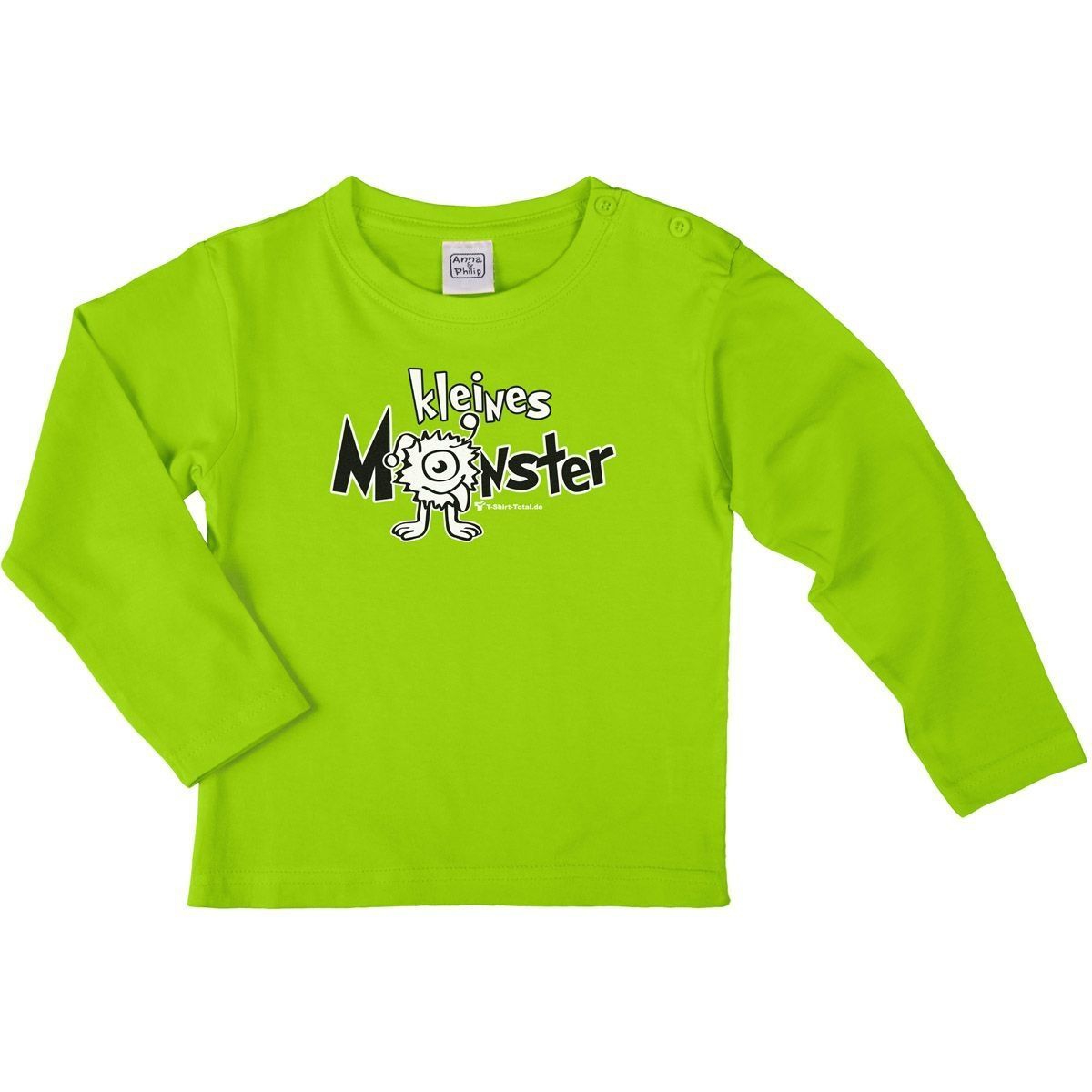 Kleines Monster Kinder Langarm Shirt hellgrün 110 / 116