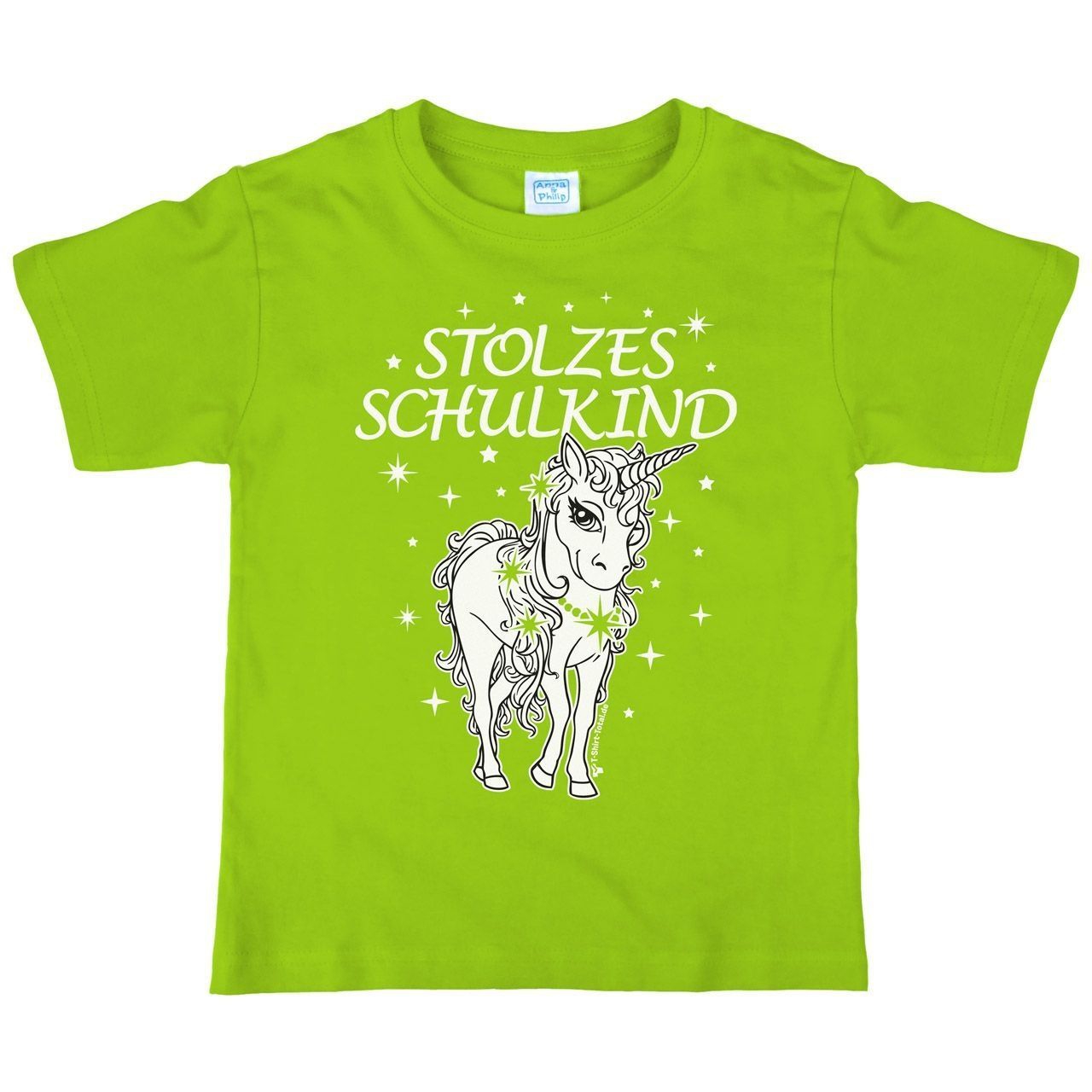 Einhorn stolzes Schulkind Kinder T-Shirt hellgrün 122 / 128