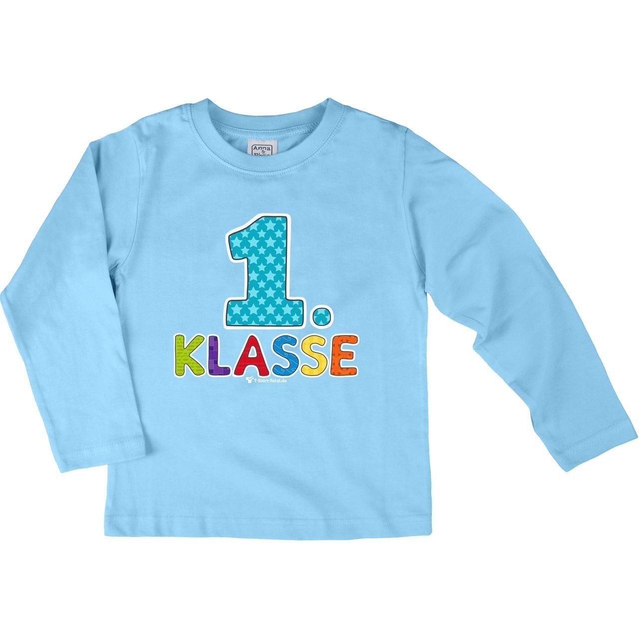 Erste Klasse Kinder Langarm Shirt hellblau 110 / 116