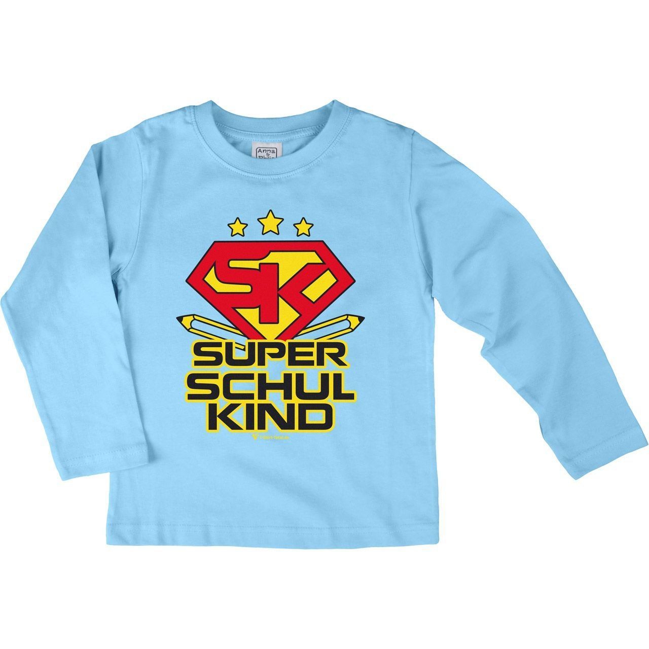 Super Schulkind Kinder Langarm Shirt hellblau 134 / 140