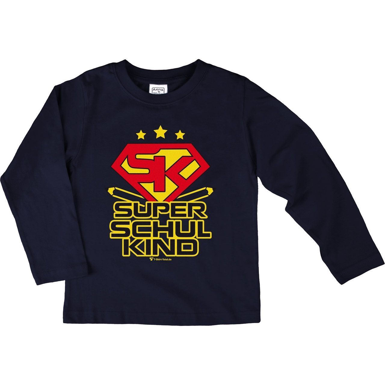 Super Schulkind Kinder Langarm Shirt navy 134 / 140