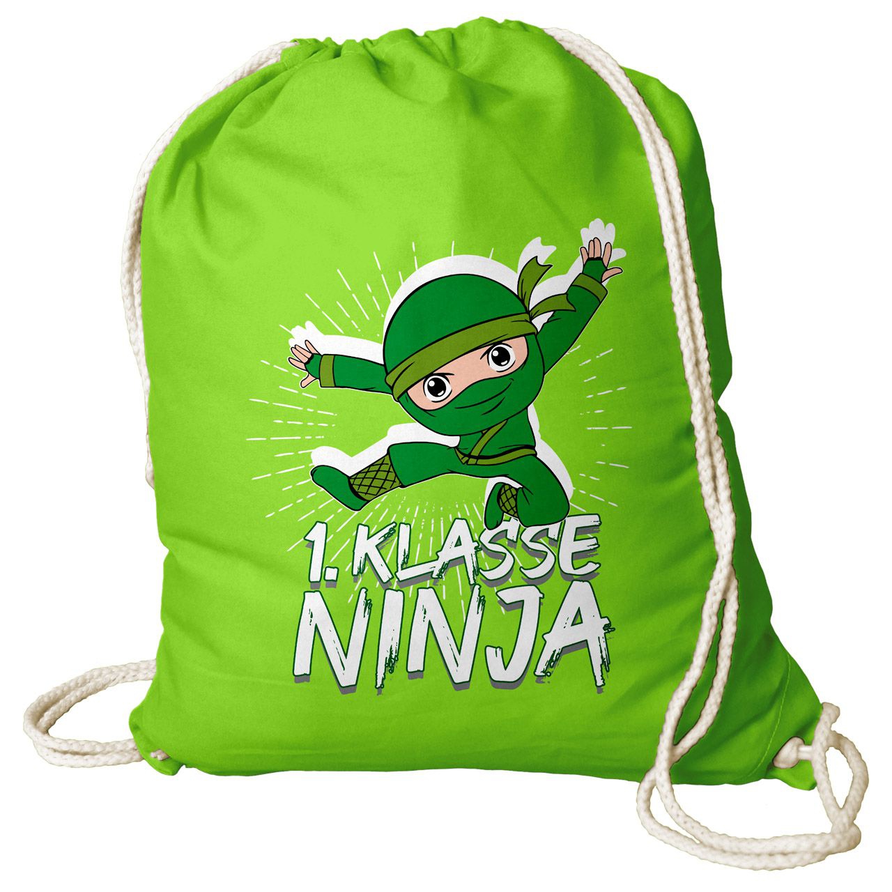 1. Klasse Ninja grün Rucksack Beutel hellgrün