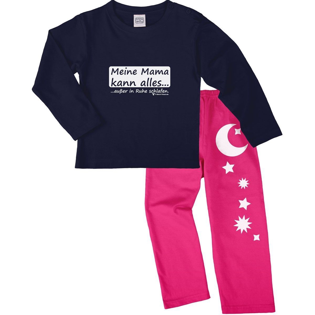 Mama kann alles Pyjama Set navy / pink 92