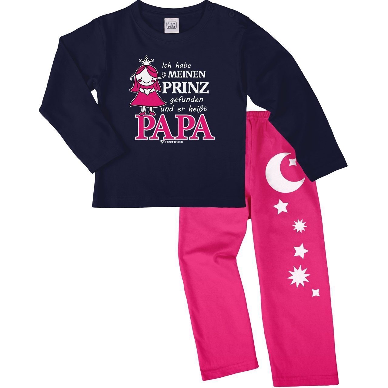 Prinz gefunden Pyjama Set navy / pink 110 / 116