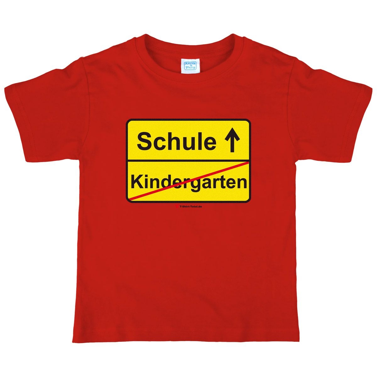 Kindergarten Schule Kinder T-Shirt mit Namen rot 122 / 128