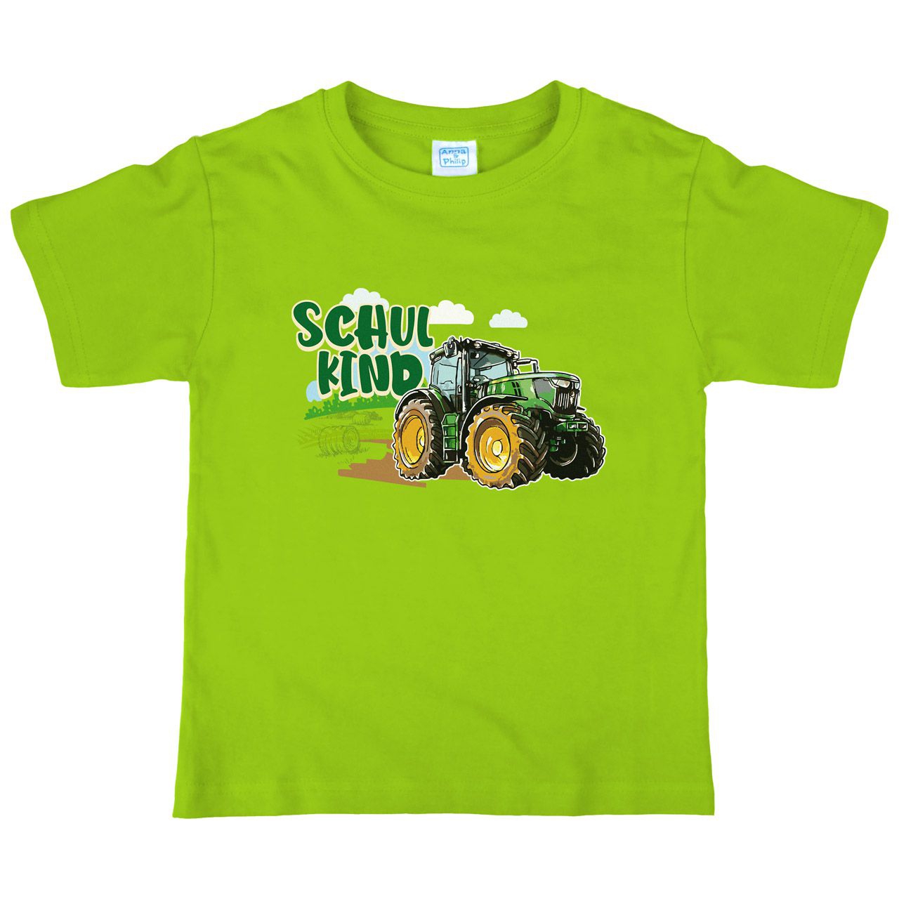 Schulkind Trecker Kinder T-Shirt hellgrün 122 / 128