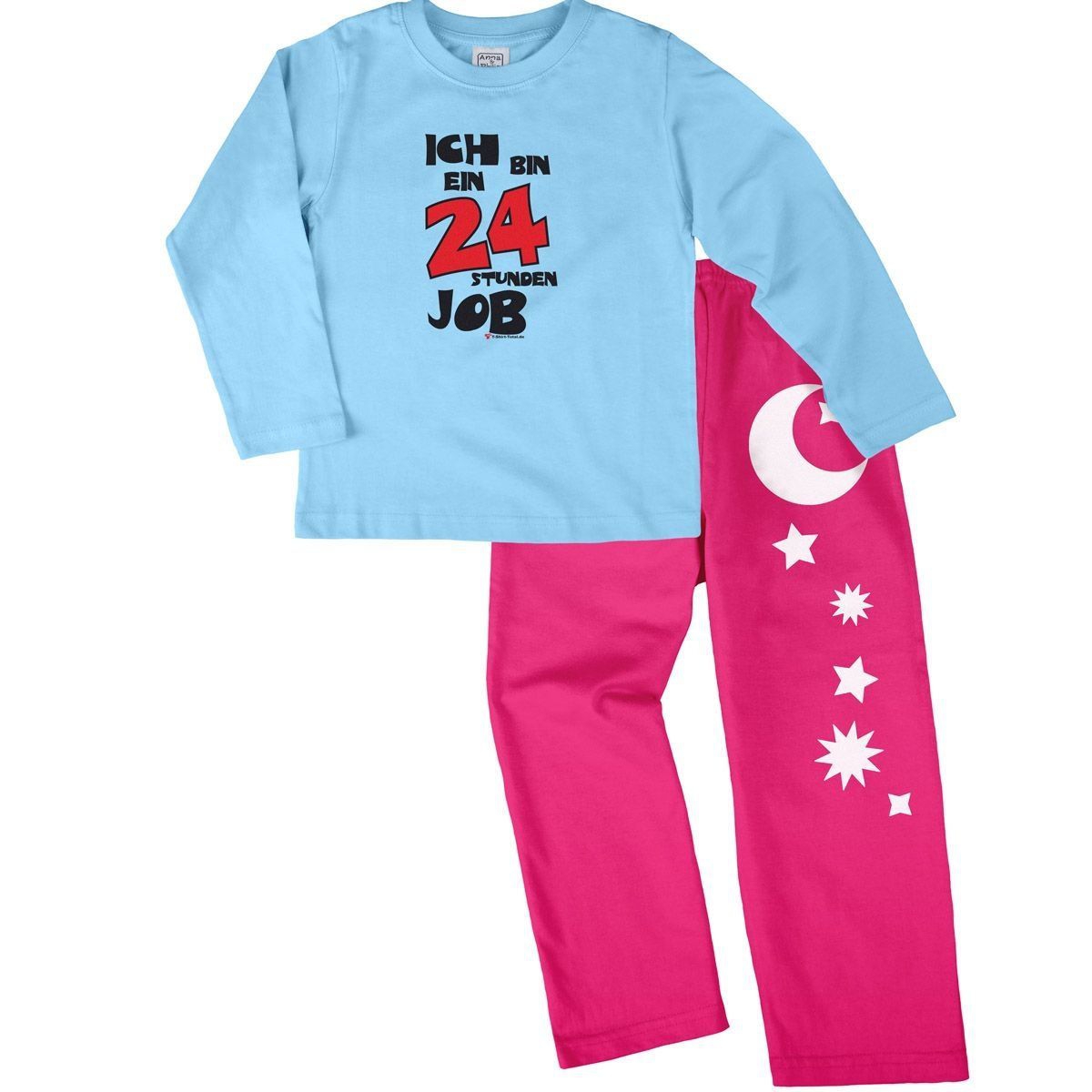 24 Stunden Pyjama Set hellblau / pink 110 / 116