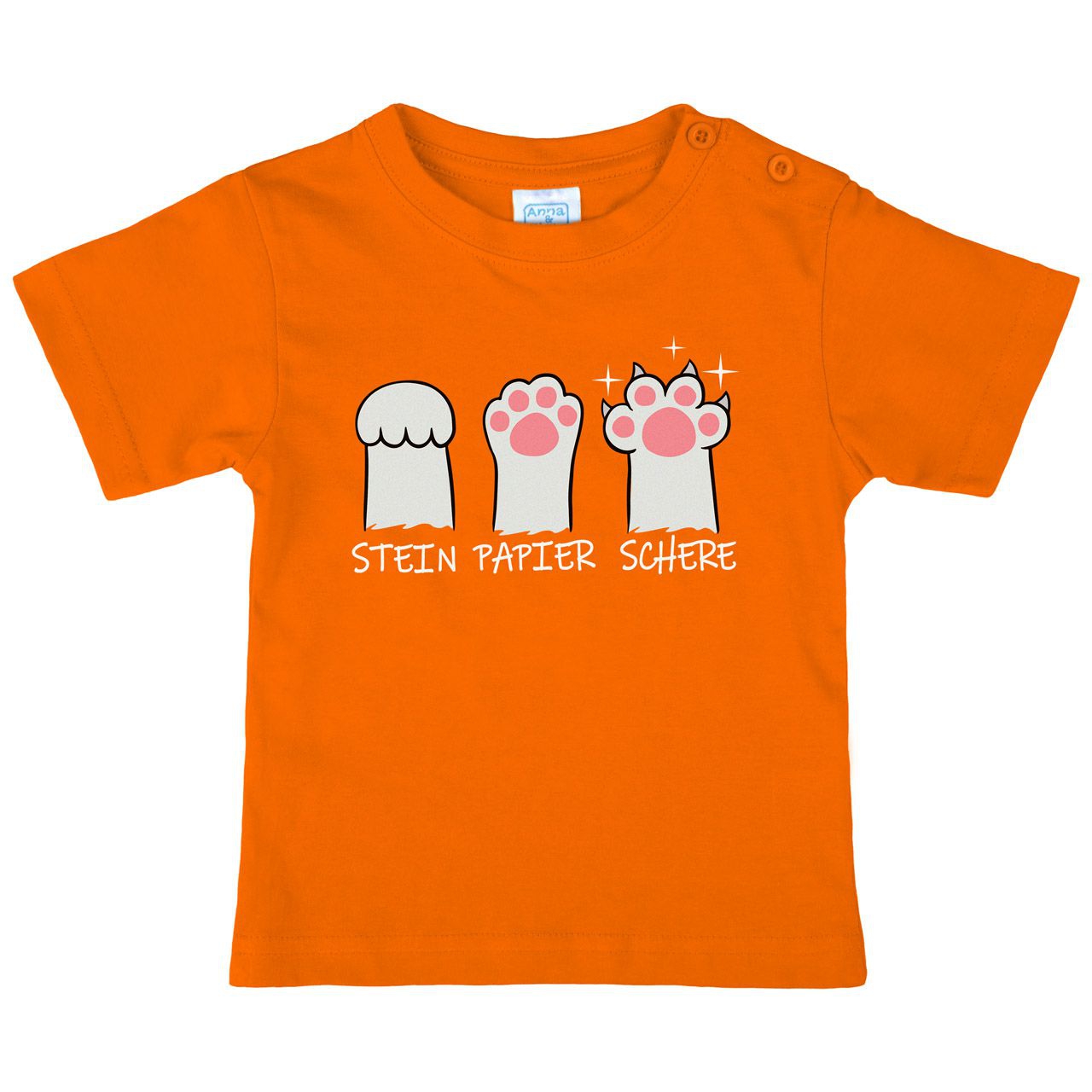 Stein Papier Schere Katzenpfote Kinder T-Shirt orange 122 / 128