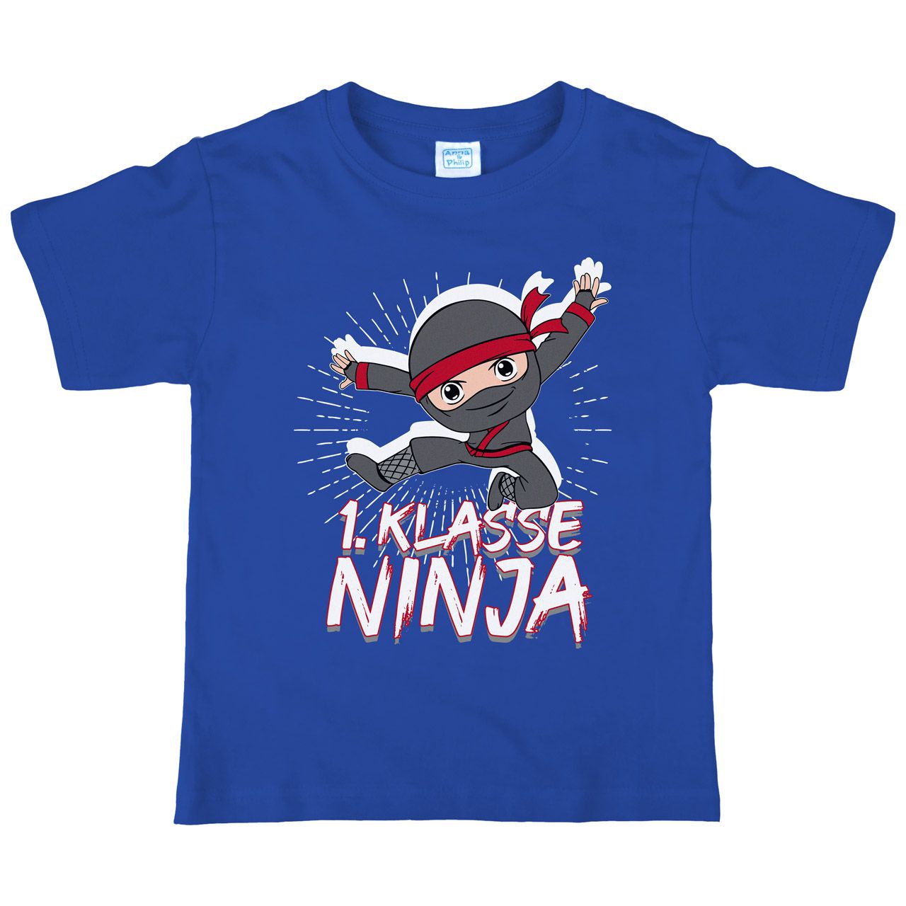 1. Klasse Ninja schwarz Kinder T-Shirt royal 122 / 128