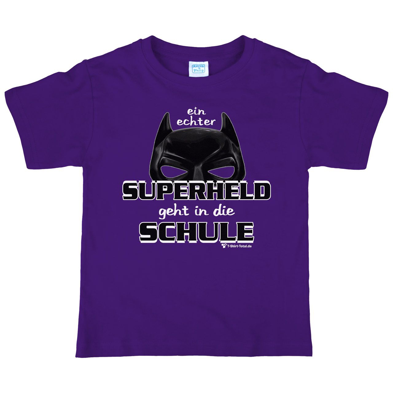 Superheld Schule Kinder T-Shirt lila 122 / 128