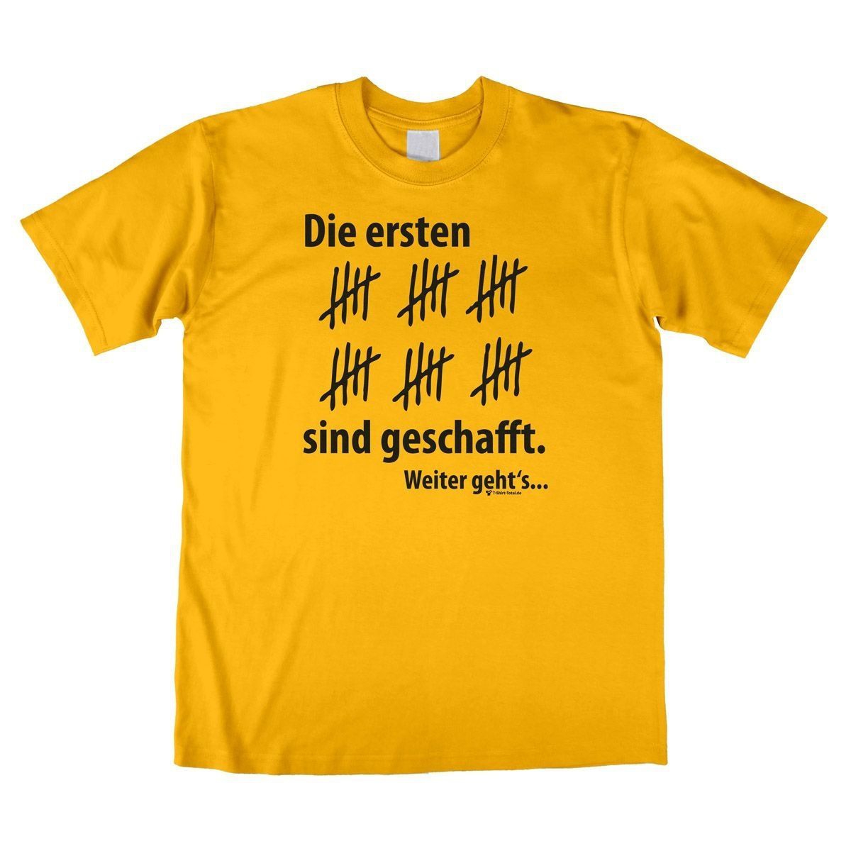 Ersten 30 geschafft Unisex T-Shirt gelb Extra Large