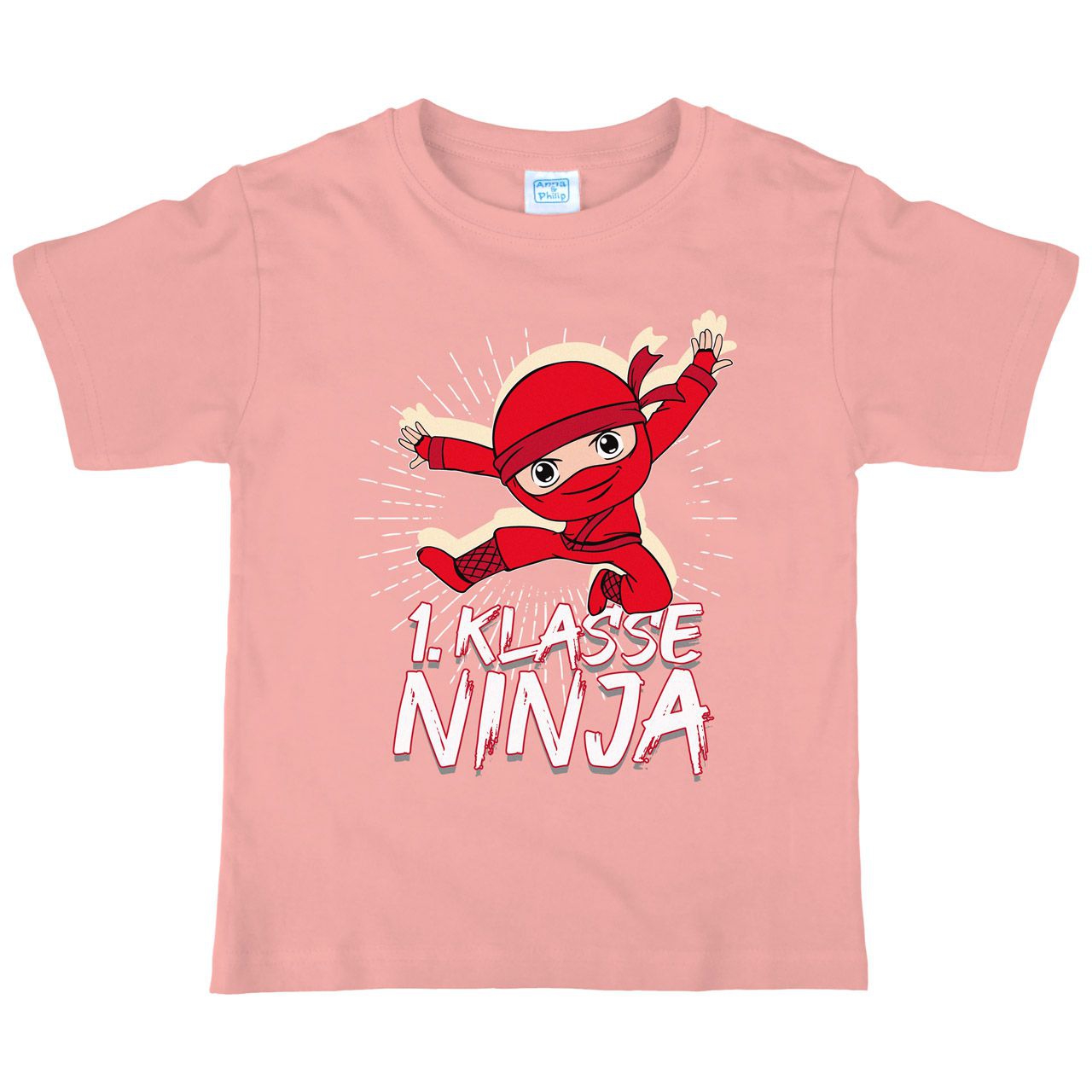 1. Klasse Ninja rot Kinder T-Shirt rosa 122 / 128