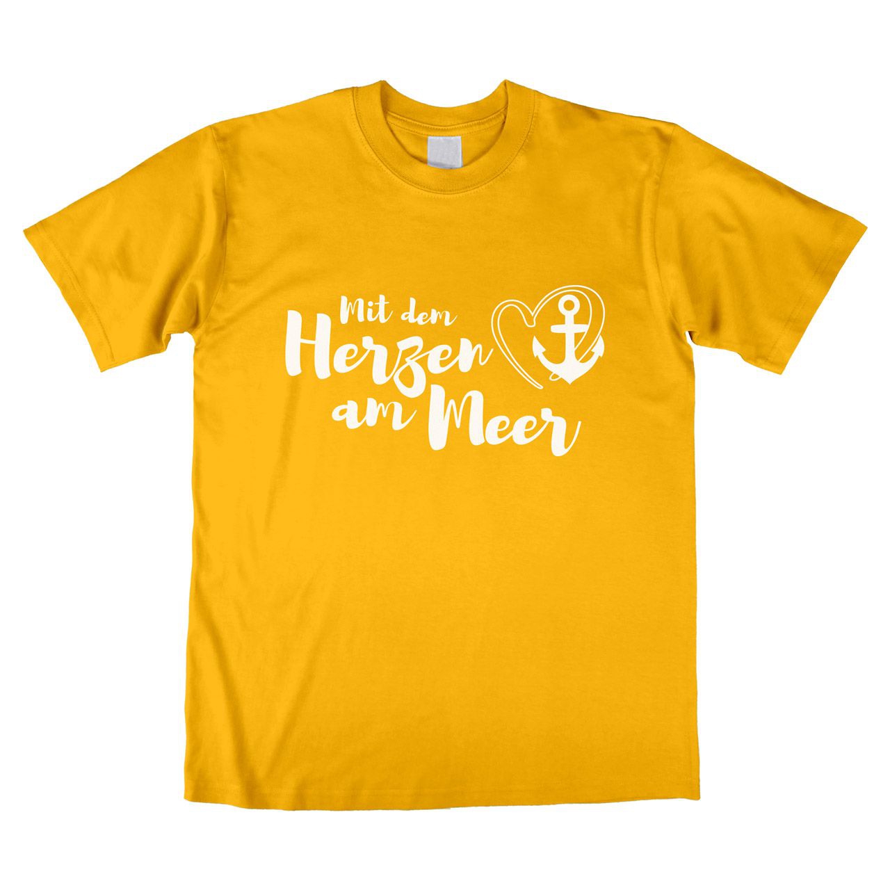 Mit dem Herzen am Meer Unisex T-Shirt gelb Medium
