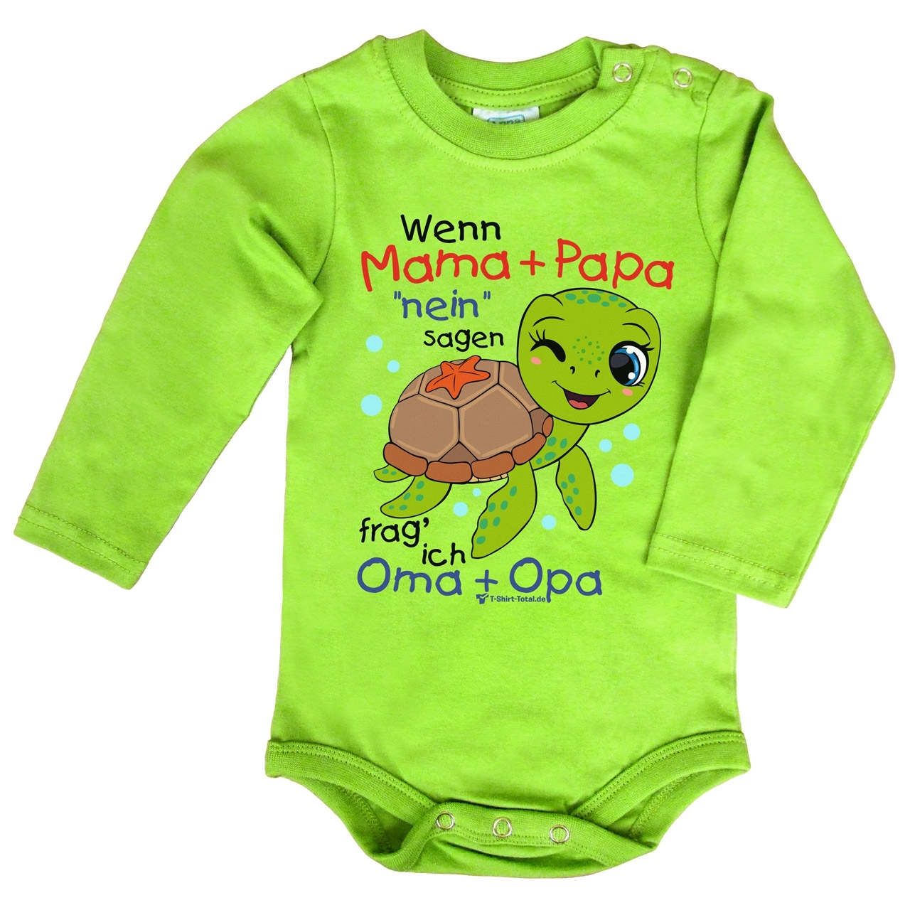 Wenn Mama und Papa nein sagen Schildkröte Baby Body Langarm hellgrün 56 / 62