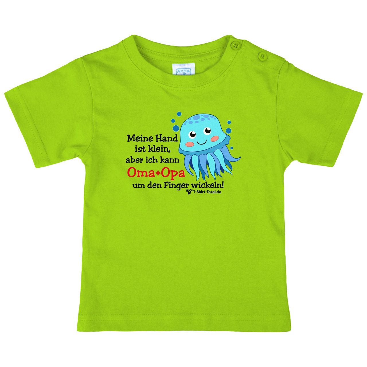 Kleine Hand Oma Opa Octopus Kinder T-Shirt hellgrün 68 / 74