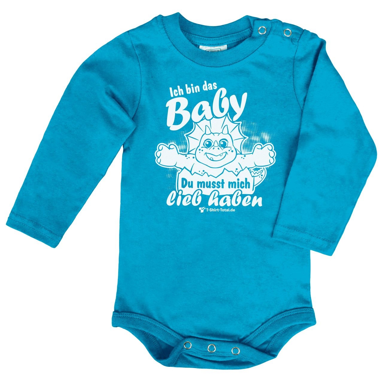 Bin das Baby Baby Body Langarm türkis 68 / 74
