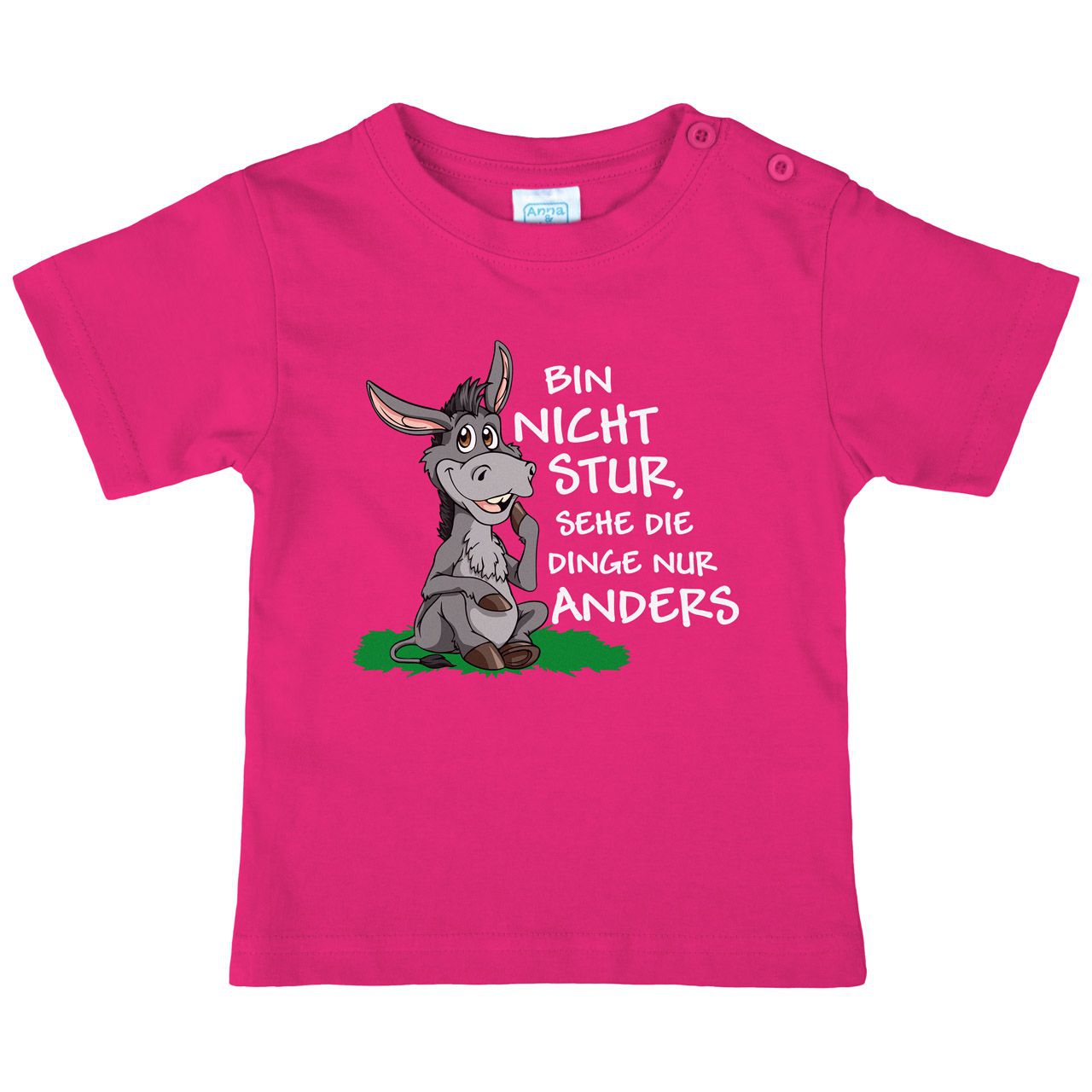Nicht stur Esel sitzend Kinder T-Shirt pink 122 / 128