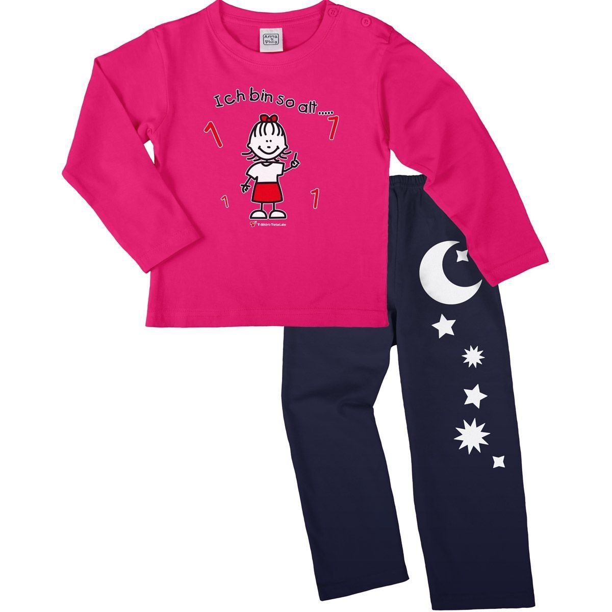 Mädchen so alt 1 Pyjama Set pink / navy 68 / 74