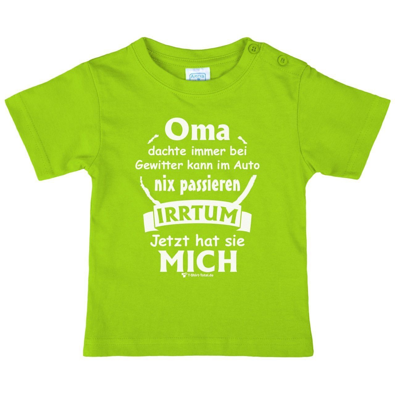 Oma dachte immer bei Gewitter Kinder T-Shirt hellgrün 68 / 74