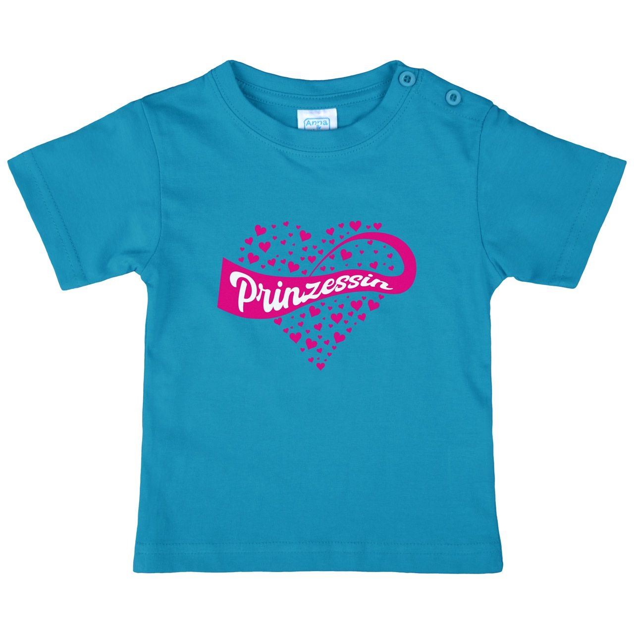 Prinzessin Herzen Kinder T-Shirt türkis 68 / 74