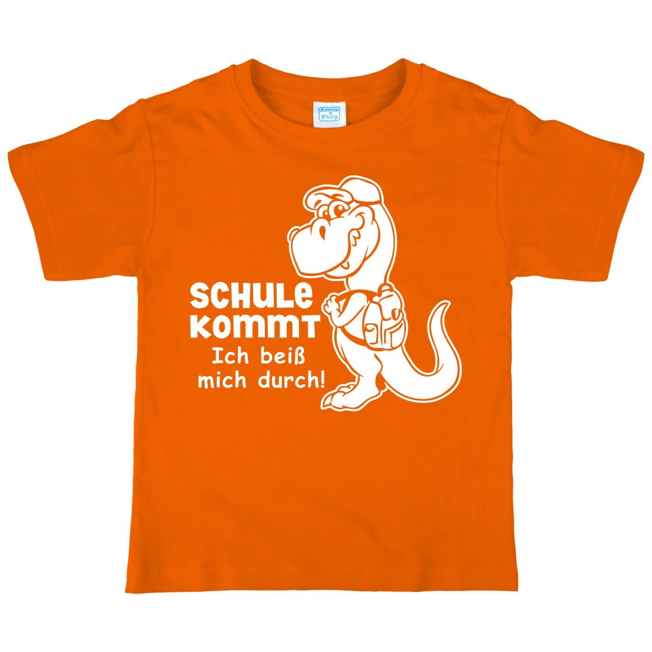 Dino Schule Kommt Kinder T-Shirt orange 134 / 140