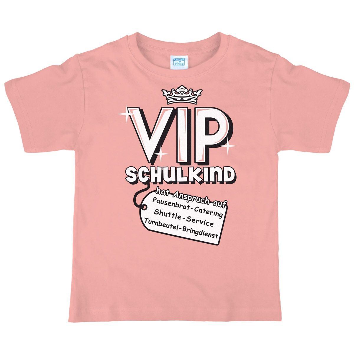 VIP Schulkind Kinder T-Shirt mit  Namen rosa 122 / 128