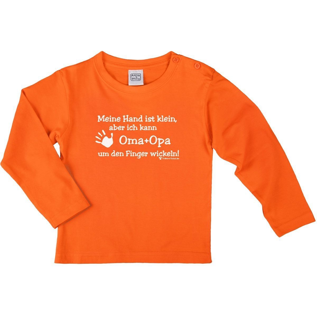 Kleine Hand Oma Opa Kinder Langarm Shirt orange 98