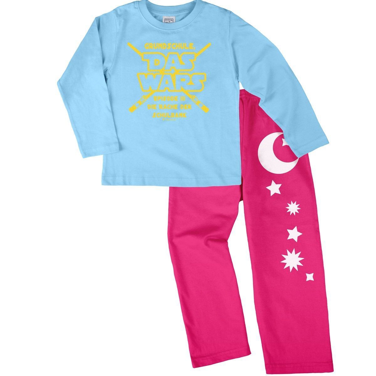 Das wars Grundschule Pyjama Set hellblau / pink 134 / 140