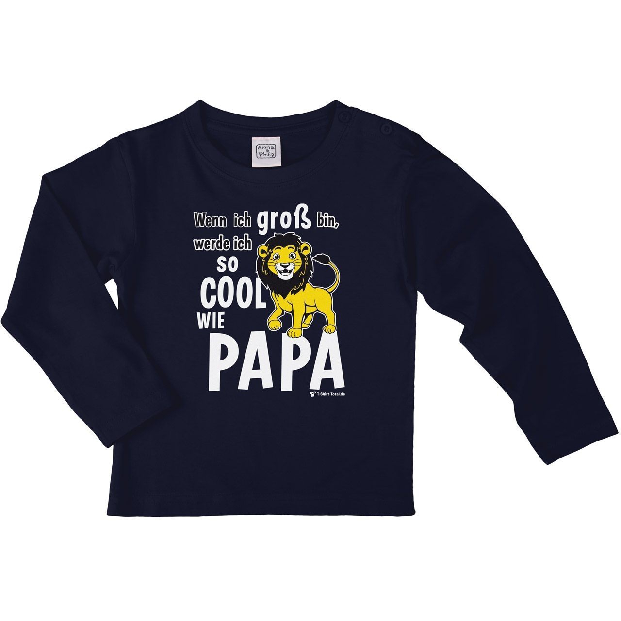 Cool wie Papa Löwe Kinder Langarm Shirt navy 56 / 62