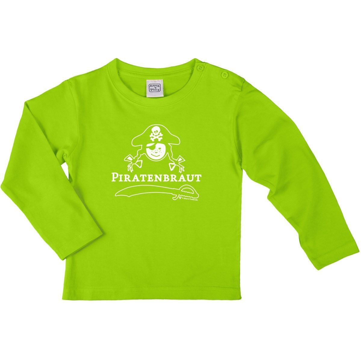 Piratenbraut Kinder Langarm Shirt hellgrün 110 / 116