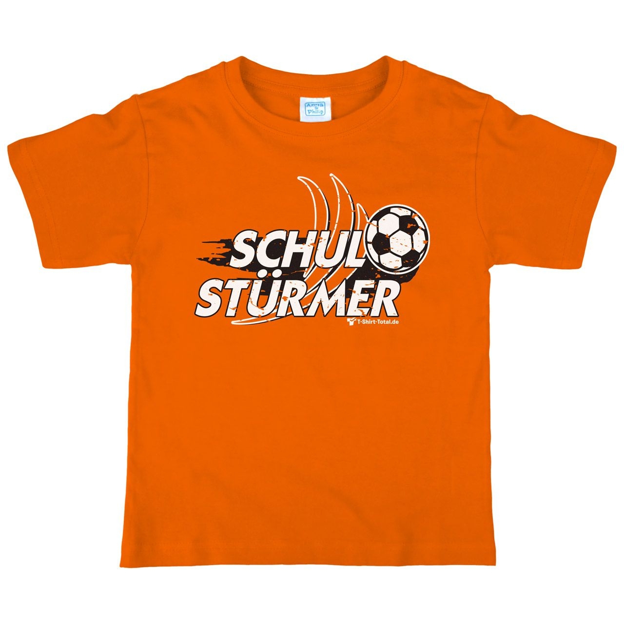 Schulstürmer Kinder T-Shirt mit Namen orange 122 / 128