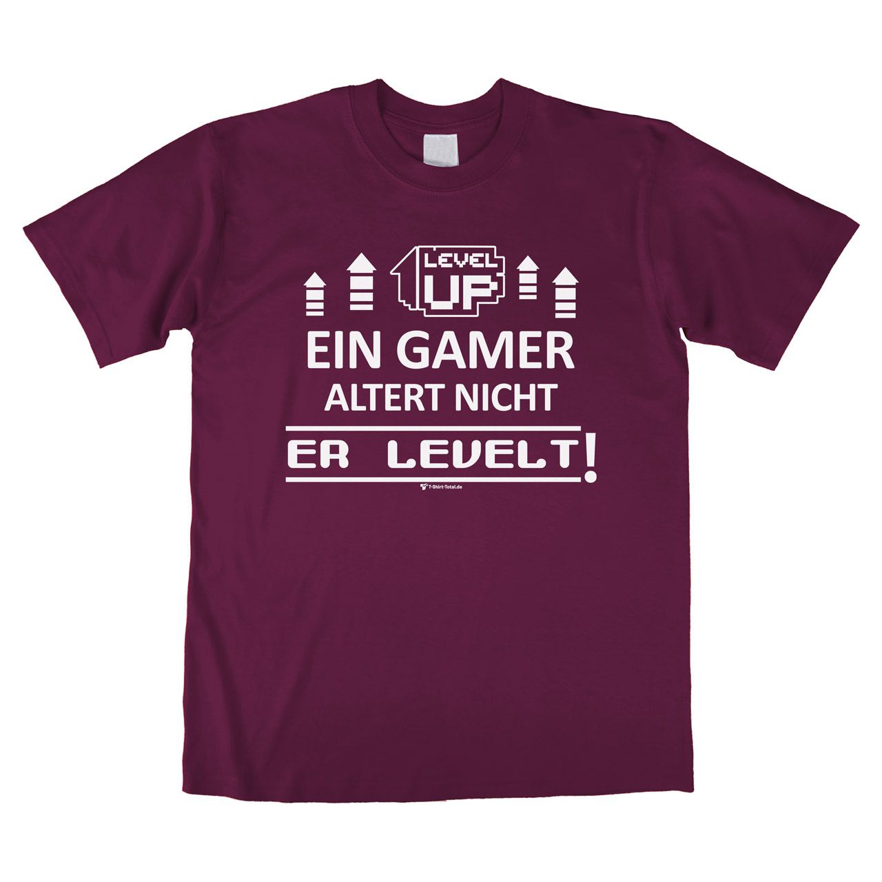 Ein Gamer levelt Unisex T-Shirt bordeaux Medium