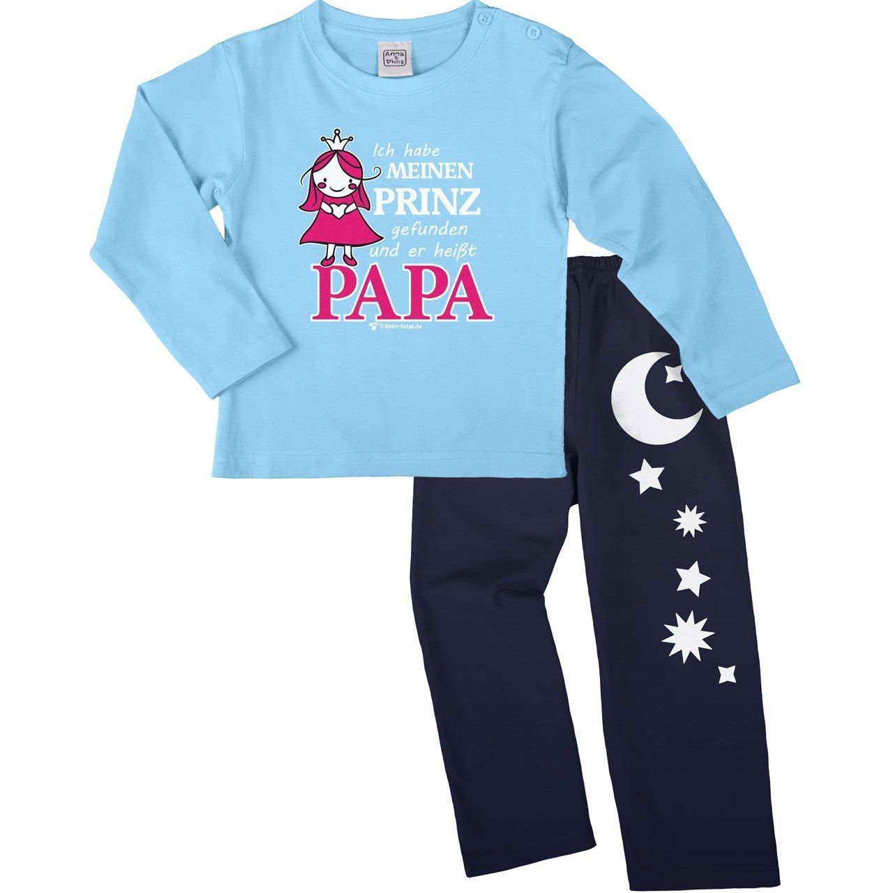 Prinz gefunden Pyjama Set hellblau / navy 110 / 116