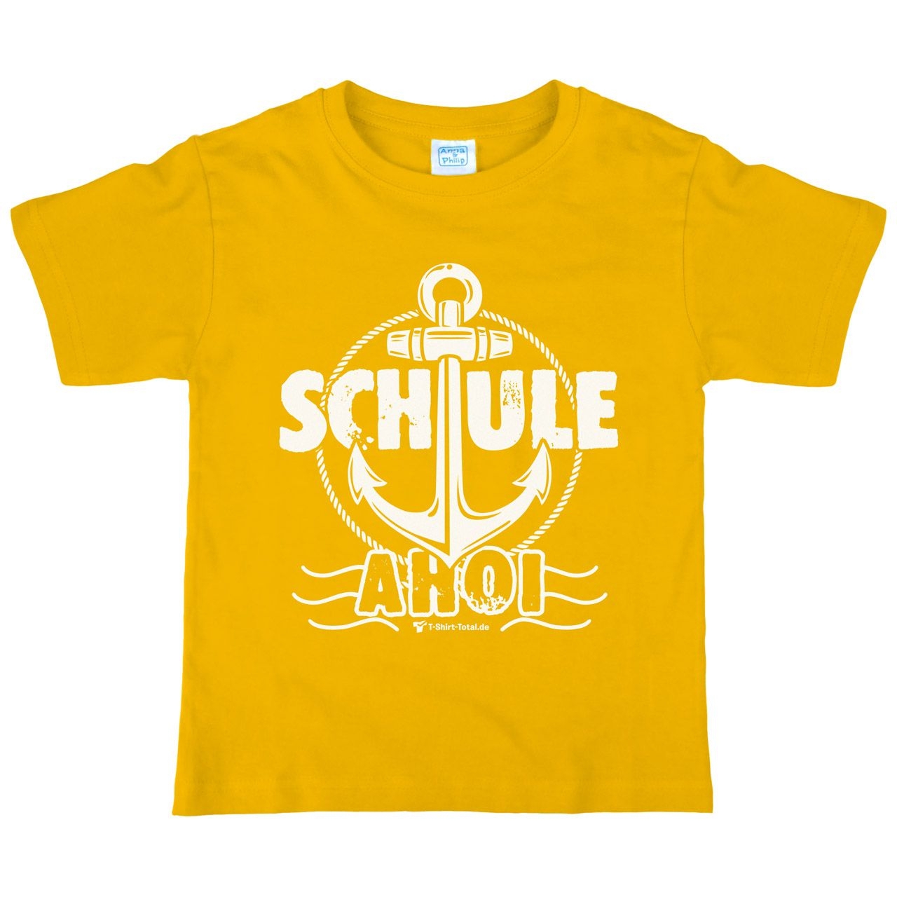Schule Ahoi Kinder T-Shirt mit Namen gelb 122 / 128