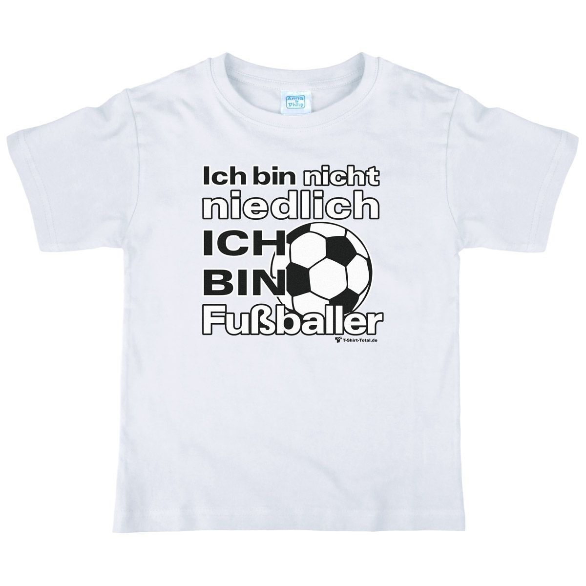 Niedlich Fußballer Kinder T-Shirt weiß 110 / 116