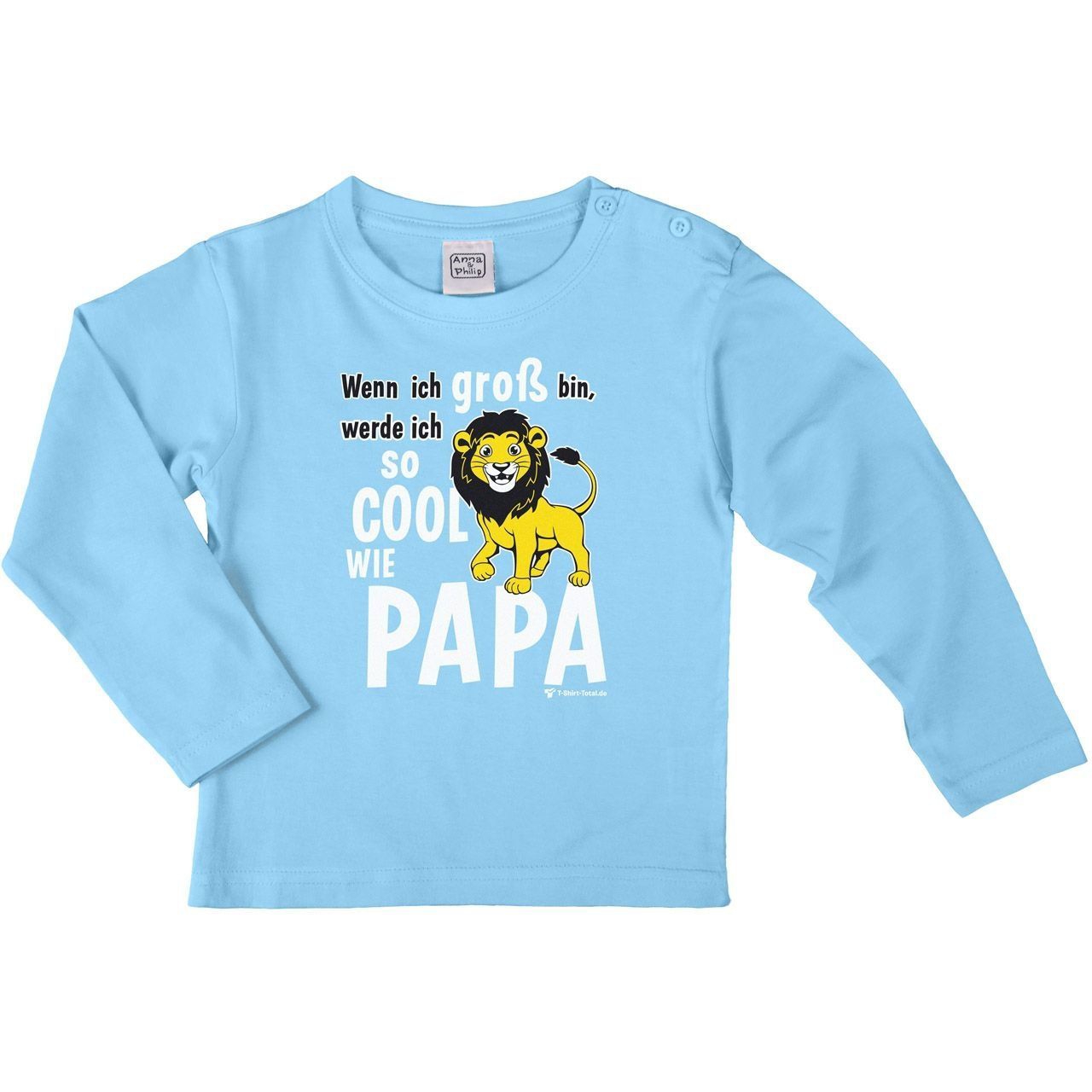 Cool wie Papa Löwe Kinder Langarm Shirt hellblau 104