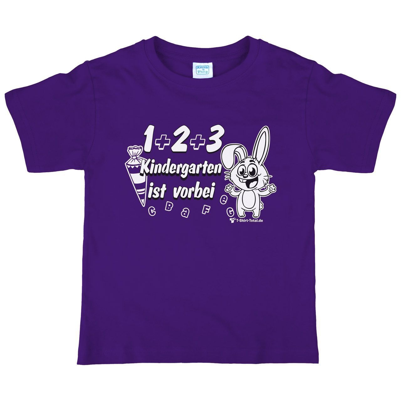 1 2 3 Kindergarten vorbei Kinder T-Shirt lila 122 / 128