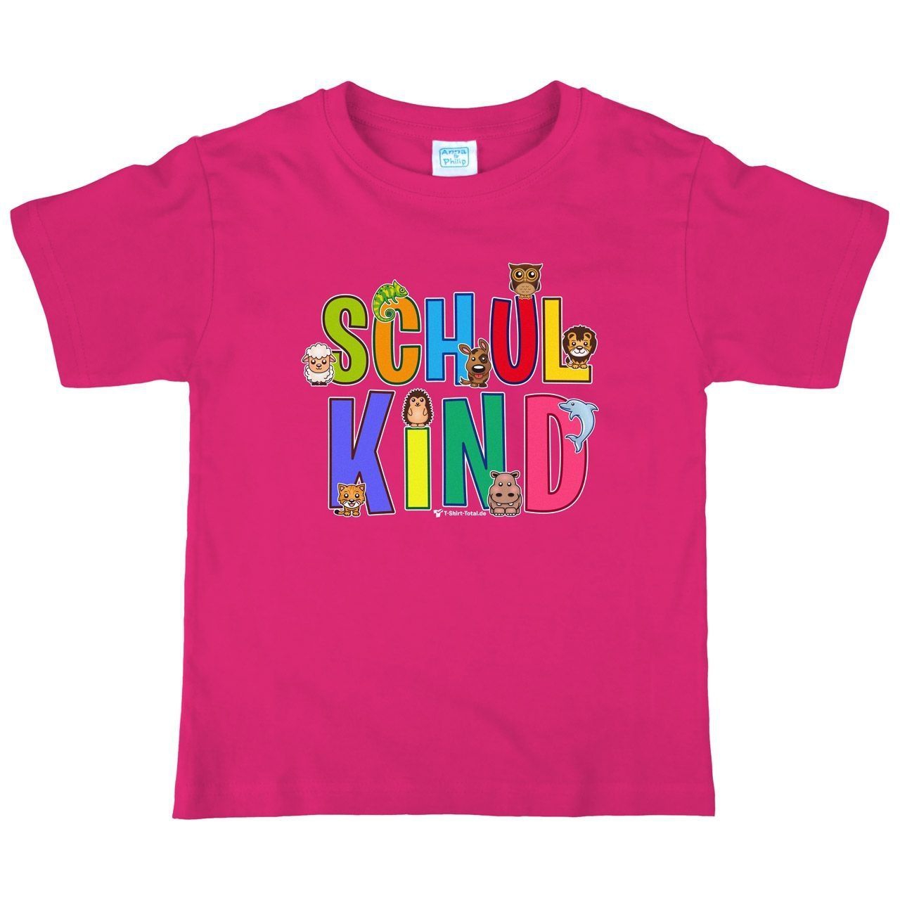 Schulkind Tiere Kinder T-Shirt pink 122 / 128