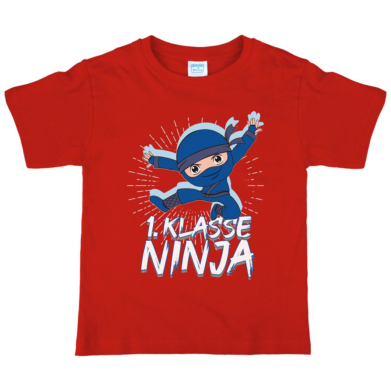 1. Klasse Ninja blau Kinder T-Shirt rot 122 / 128