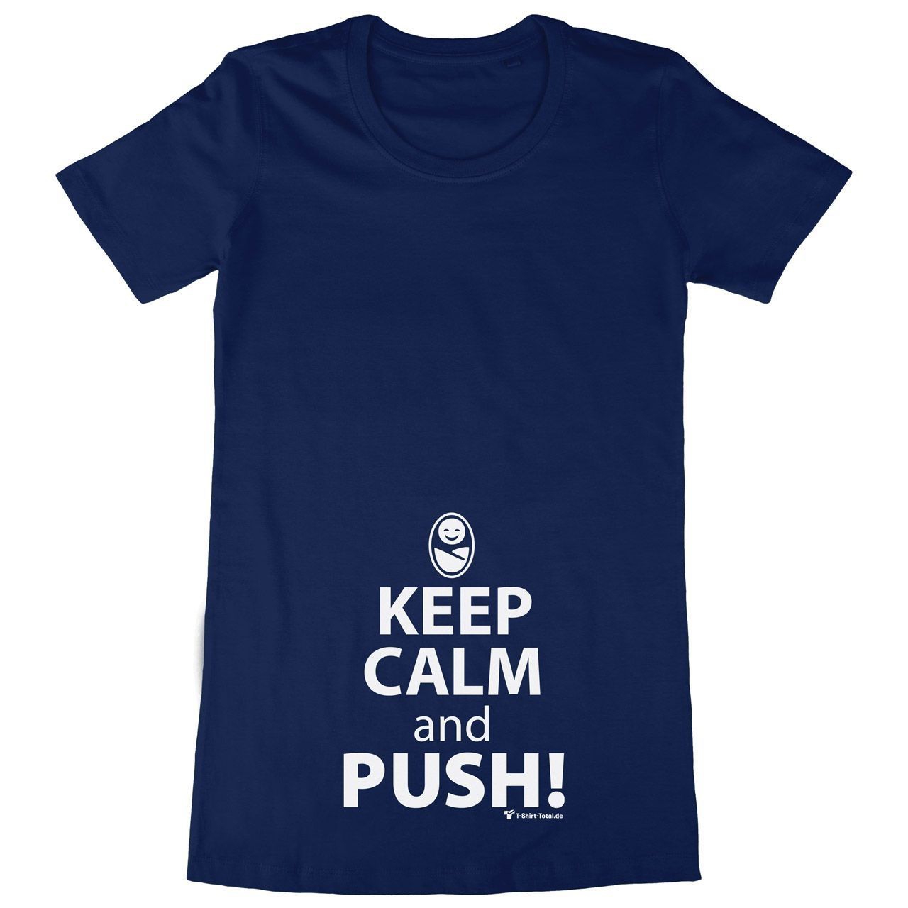 Keep calm and push Woman Long Shirt navy Extra Large