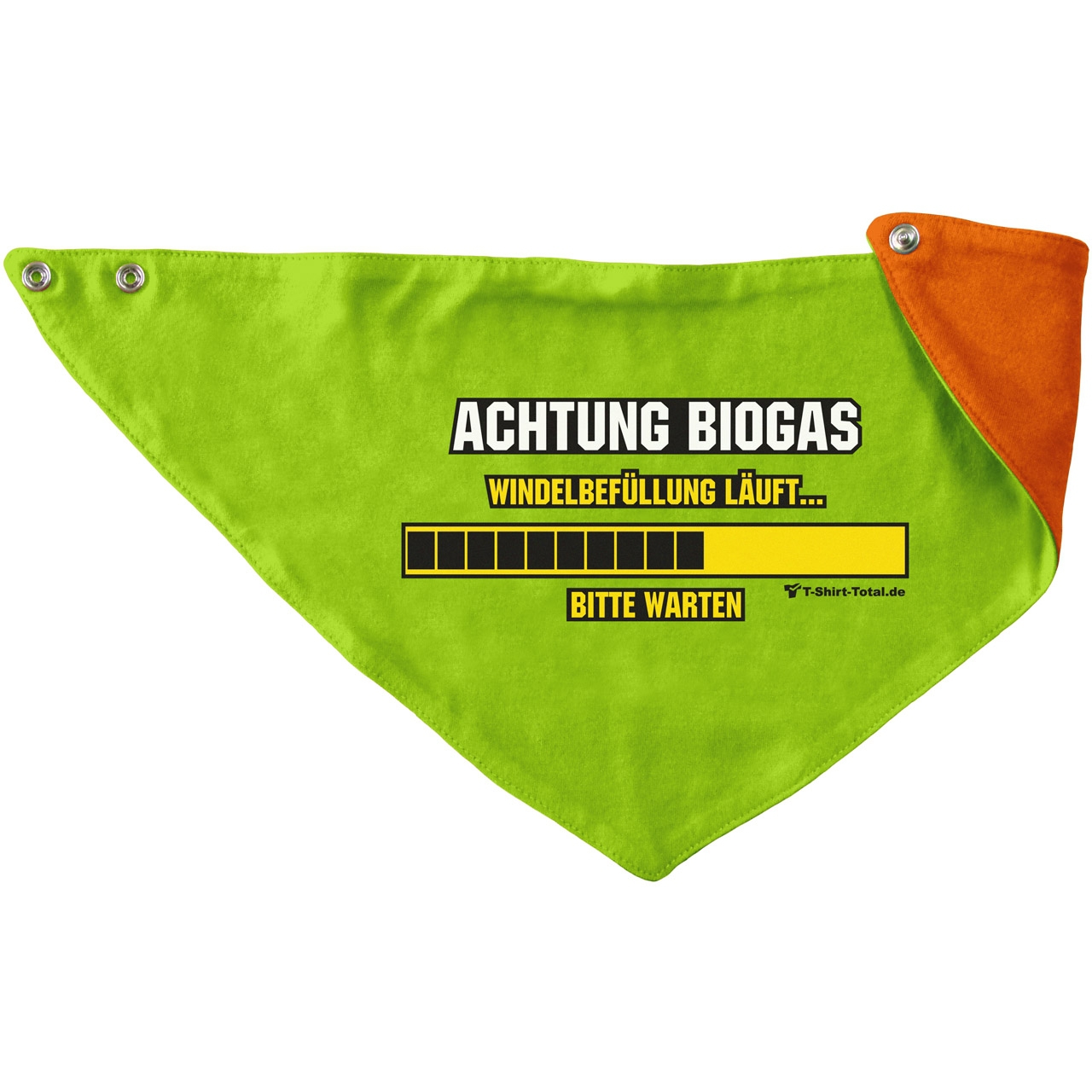 Biogas Kinder Dreieckstuch hellgrün/orange